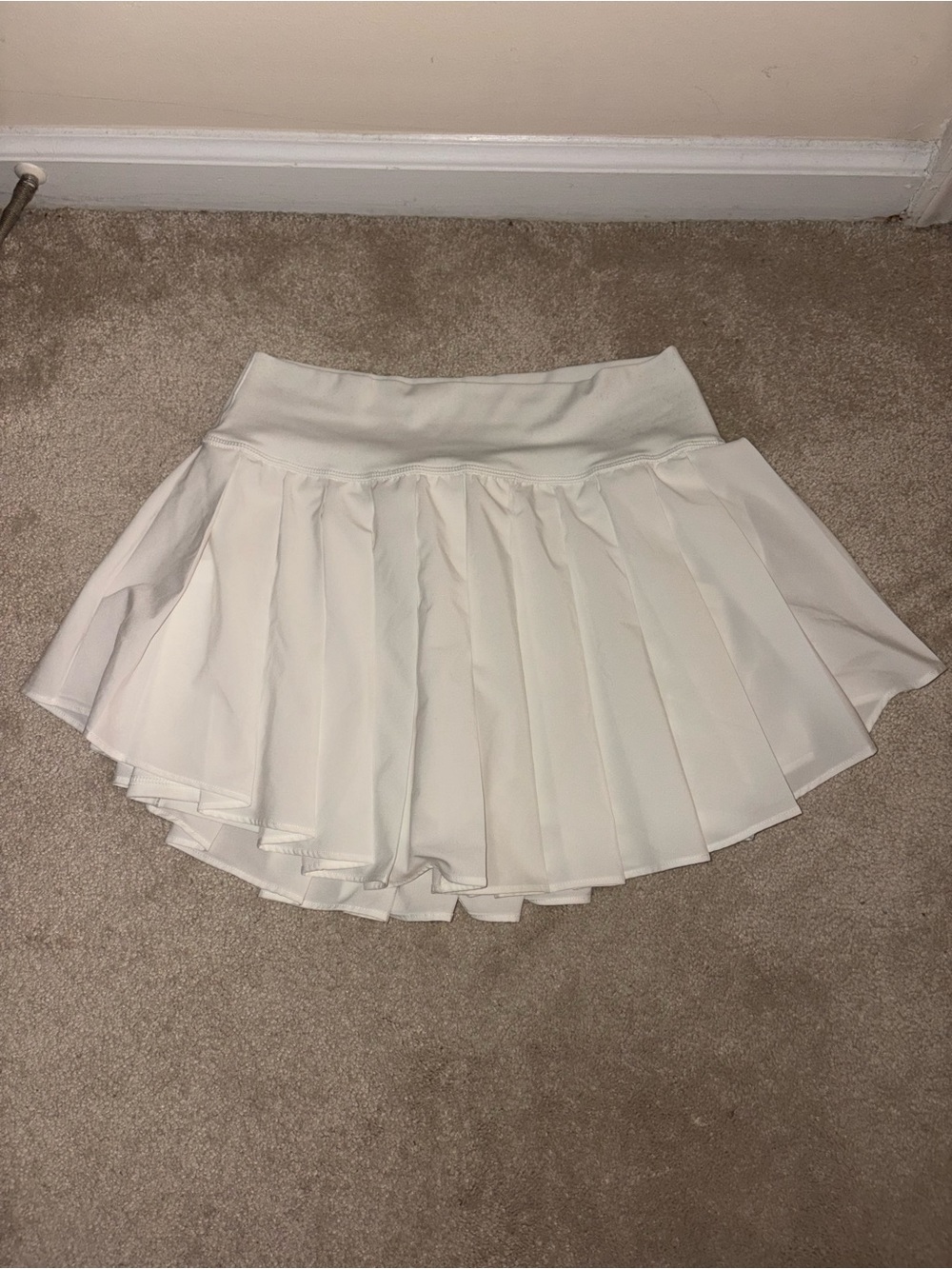 aerie white Pleated Skater Skirt with Wide Waistband